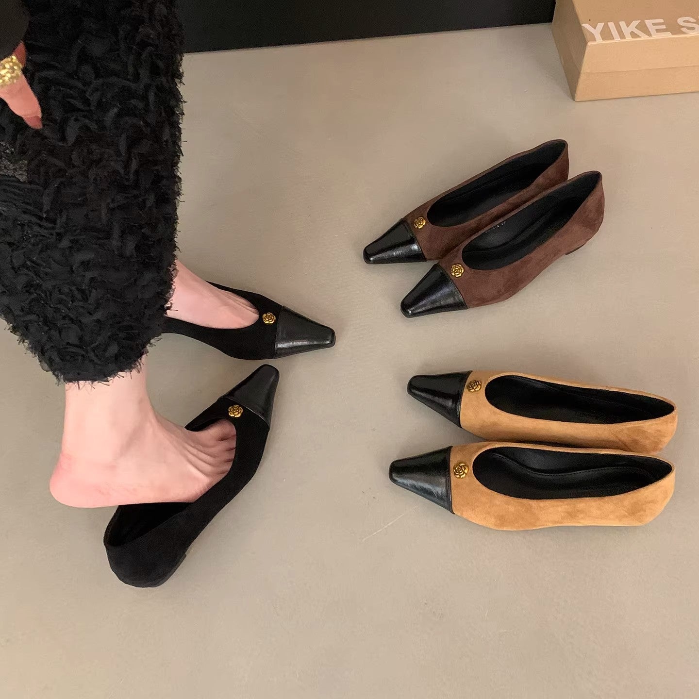 Damen Ballerinas Luxus 2-Toni Design - BerlinGlamour