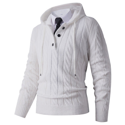 Herren Strickjacke Kapuze Zopfmuster Modern