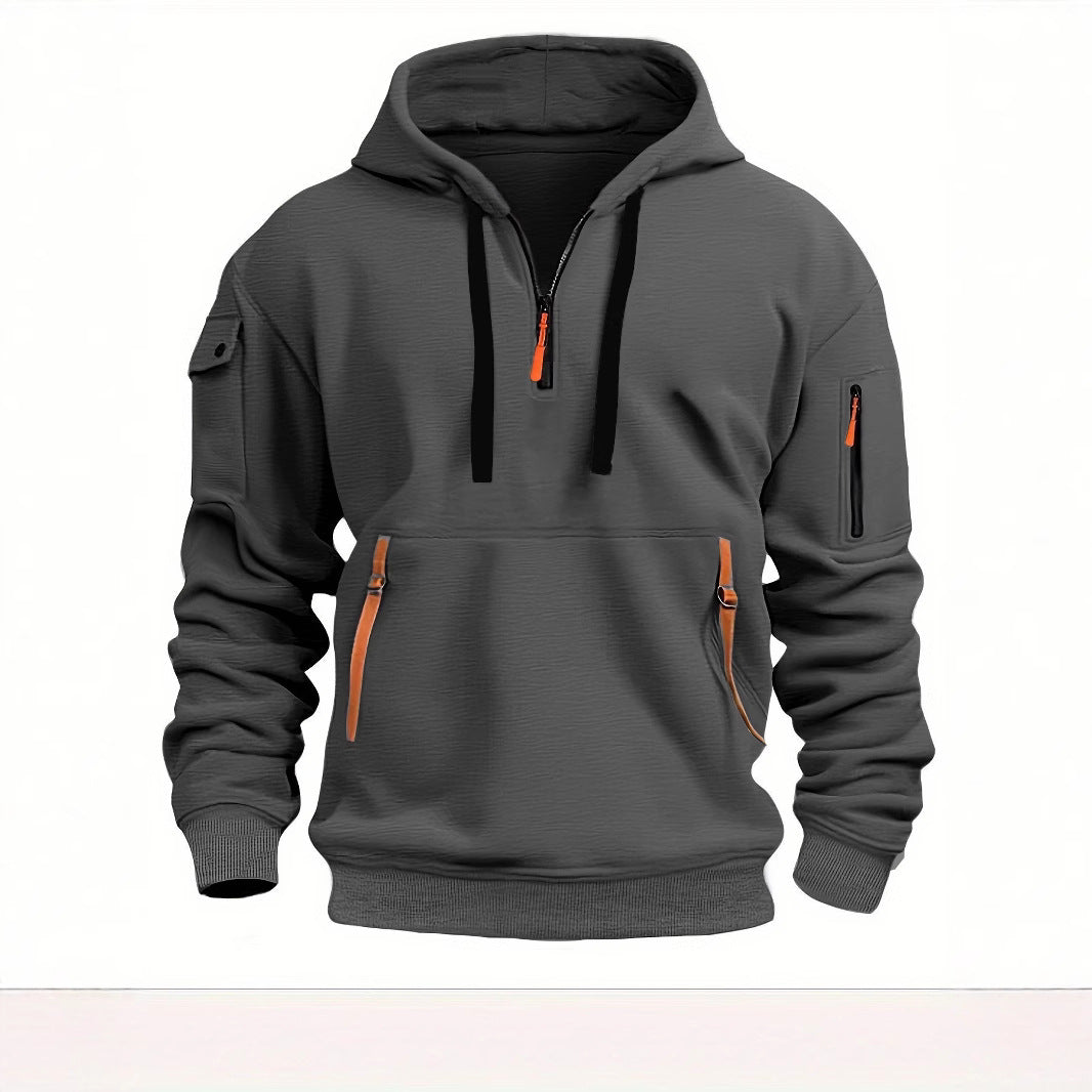 Herren Kapuzenpullover Funktional mit Reißverschlusstaschen Modern