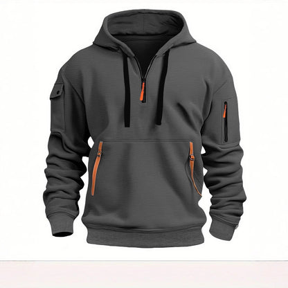 Herren Kapuzenpullover Funktional mit Reißverschlusstaschen Modern