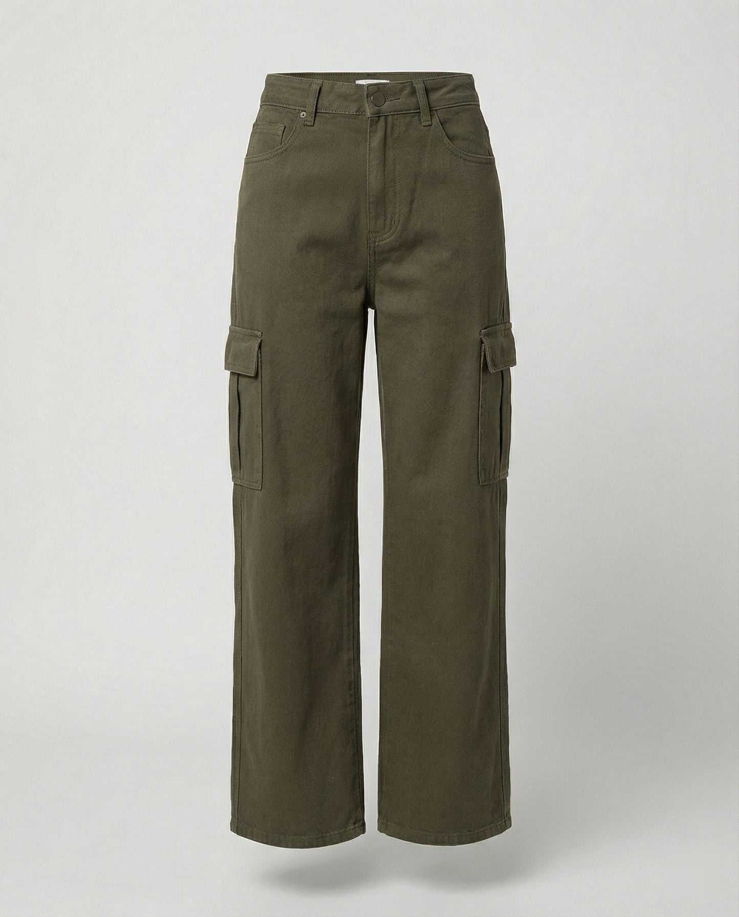 Damen Jeans Hochtaillig Baggy Stil Cargo Taschen