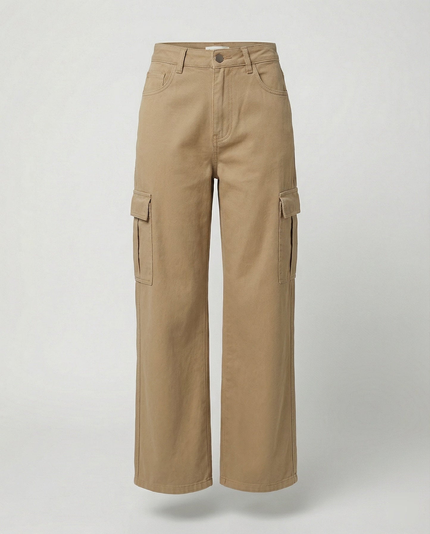 Damen Jeans Hochtaillig Baggy Stil Cargo Taschen