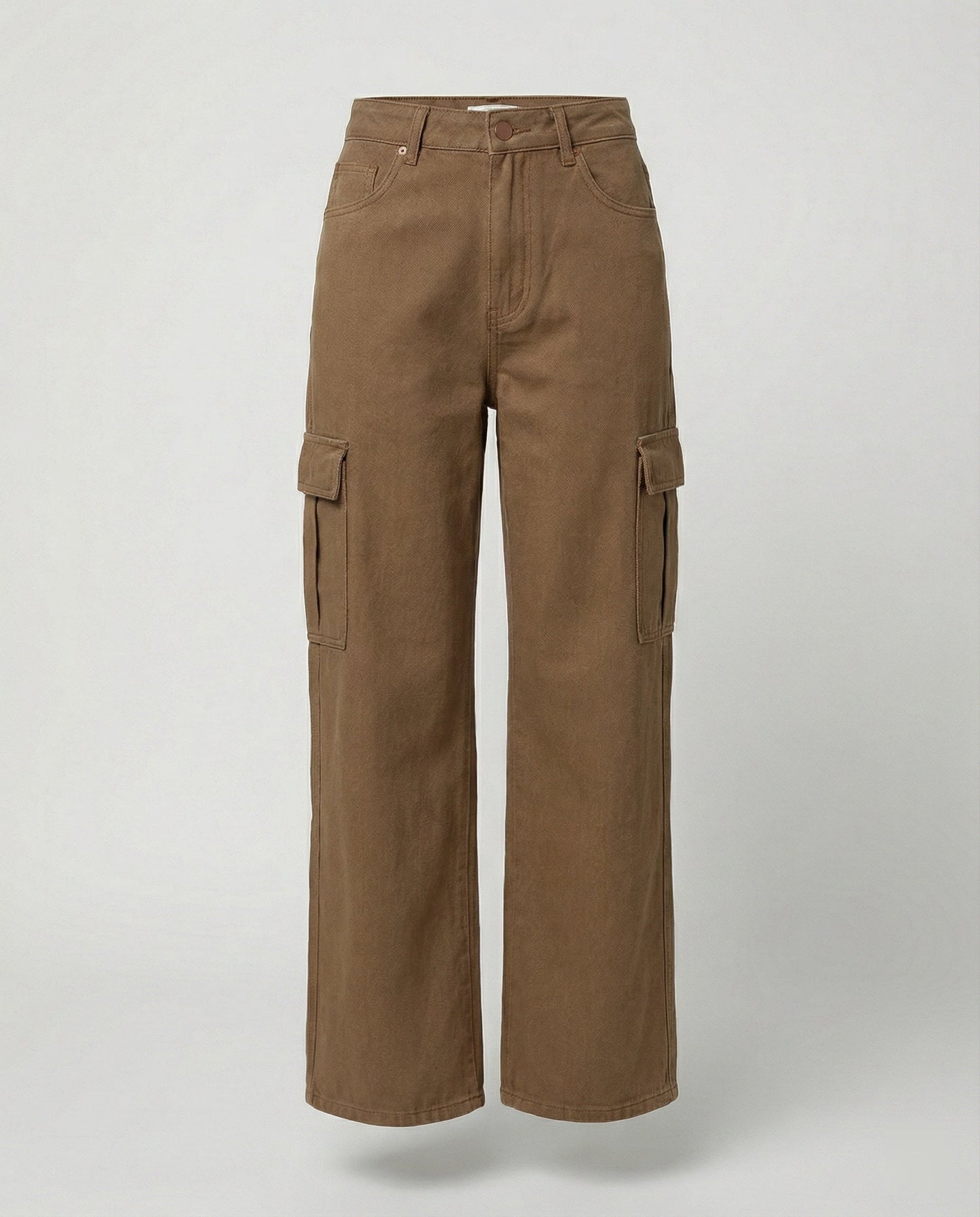 Damen Jeans Hochtaillig Baggy Stil Cargo Taschen