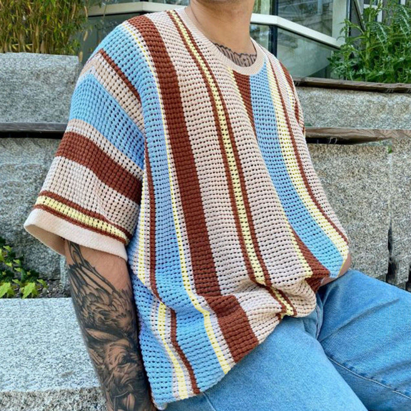 Modernes Strick-T-Shirt im modischen Design mit gemustertem Stoff BerlinGlamour