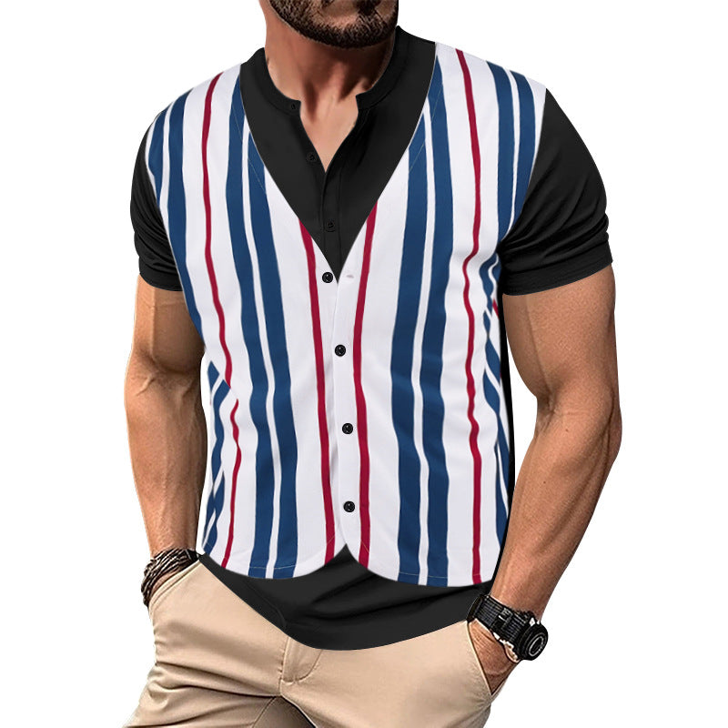 Herren Kurzarm-Shirt Modern Gestreift Trendig