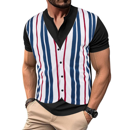 Herren Kurzarm-Shirt Modern Gestreift Trendig