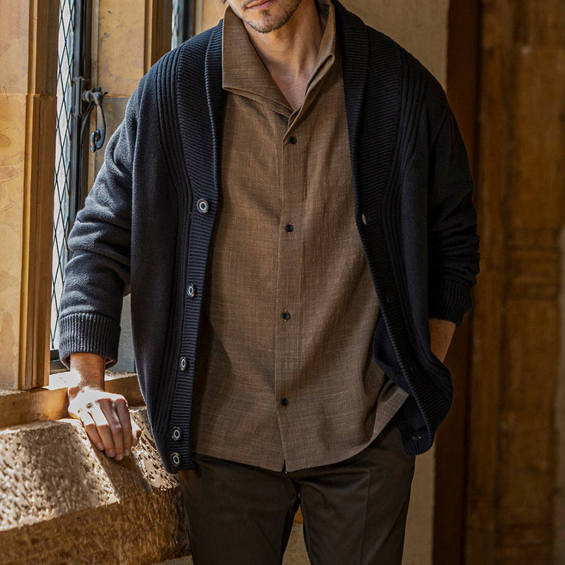 Herren Strickcardigan Lässig V-Ausschnitt Knöpfe Modern