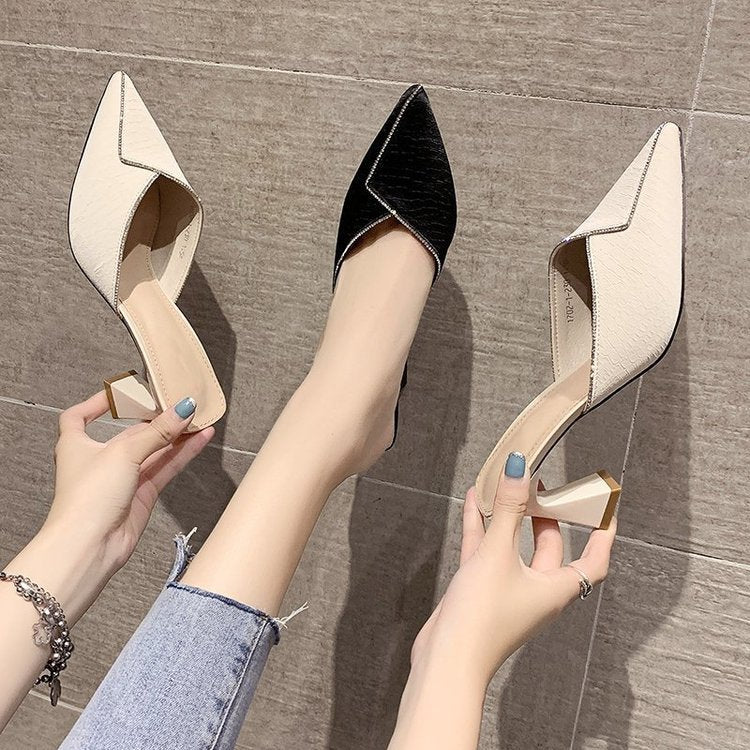 Damen Mules Spitze Schuhe Glanz Schick