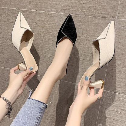 Damen Mules Spitze Schuhe Glanz Schick