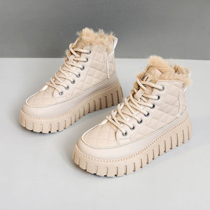 Damen Winterstiefel Warm Fellbesatz Rutschfest Schnee