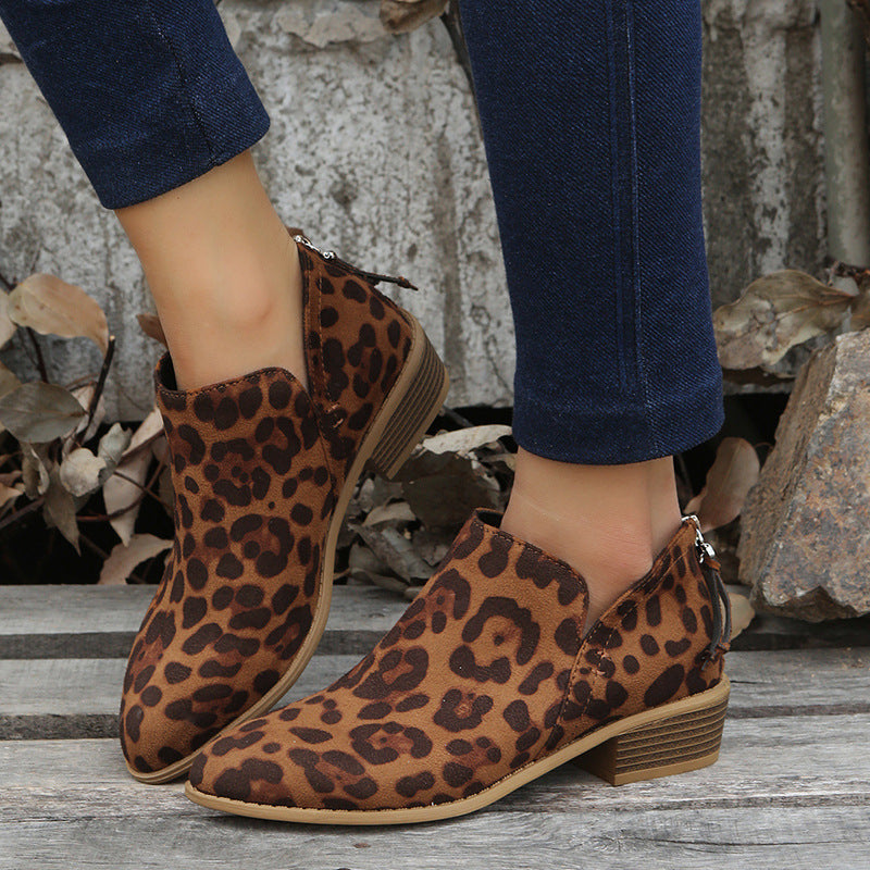 Damen Stiefeletten Mokassin Schuhe Tiermuster Komfort