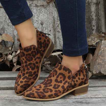 Damen Stiefeletten Mokassin Schuhe Tiermuster Komfort