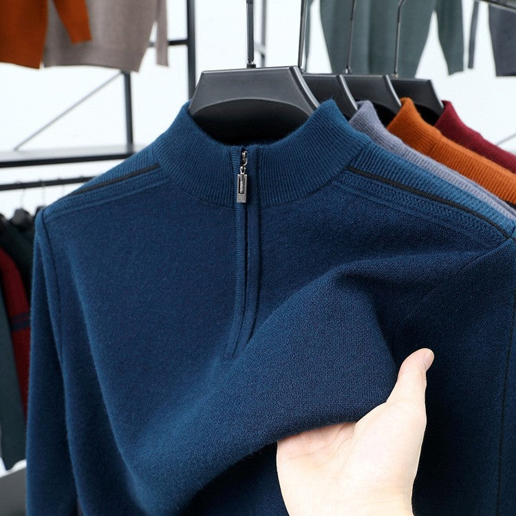 Herren Fleece Pullover Modern Stehkragen Reißverschluss