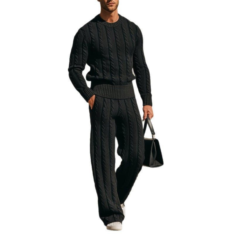 Herren Strickanzug Elastisch Kabelmuster Modern