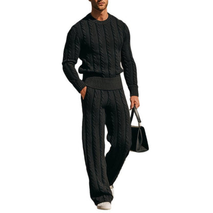 Herren Strickanzug Elastisch Kabelmuster Modern