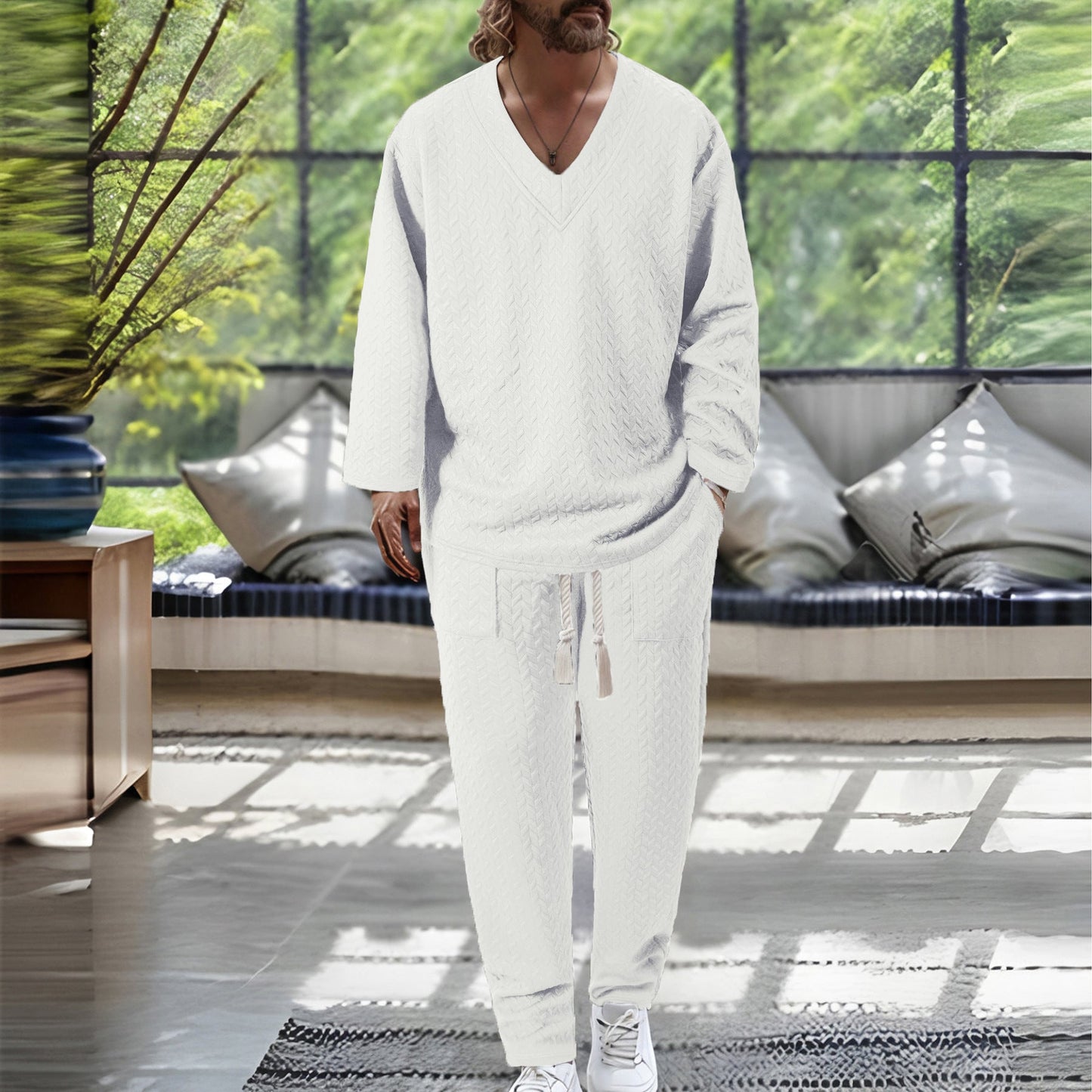 Herren Freizeitanzug V-Ausschnitt Modern Casual - BerlinGlamour