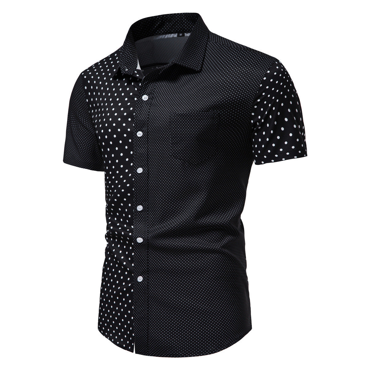 Herren Kurzarmshirt Modern mit Punktemuster und Knöpfen