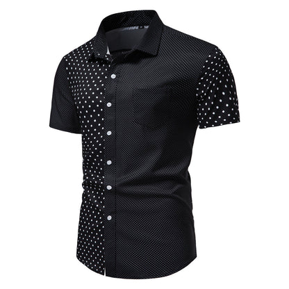 Herren Kurzarmshirt Modern mit Punktemuster und Knöpfen