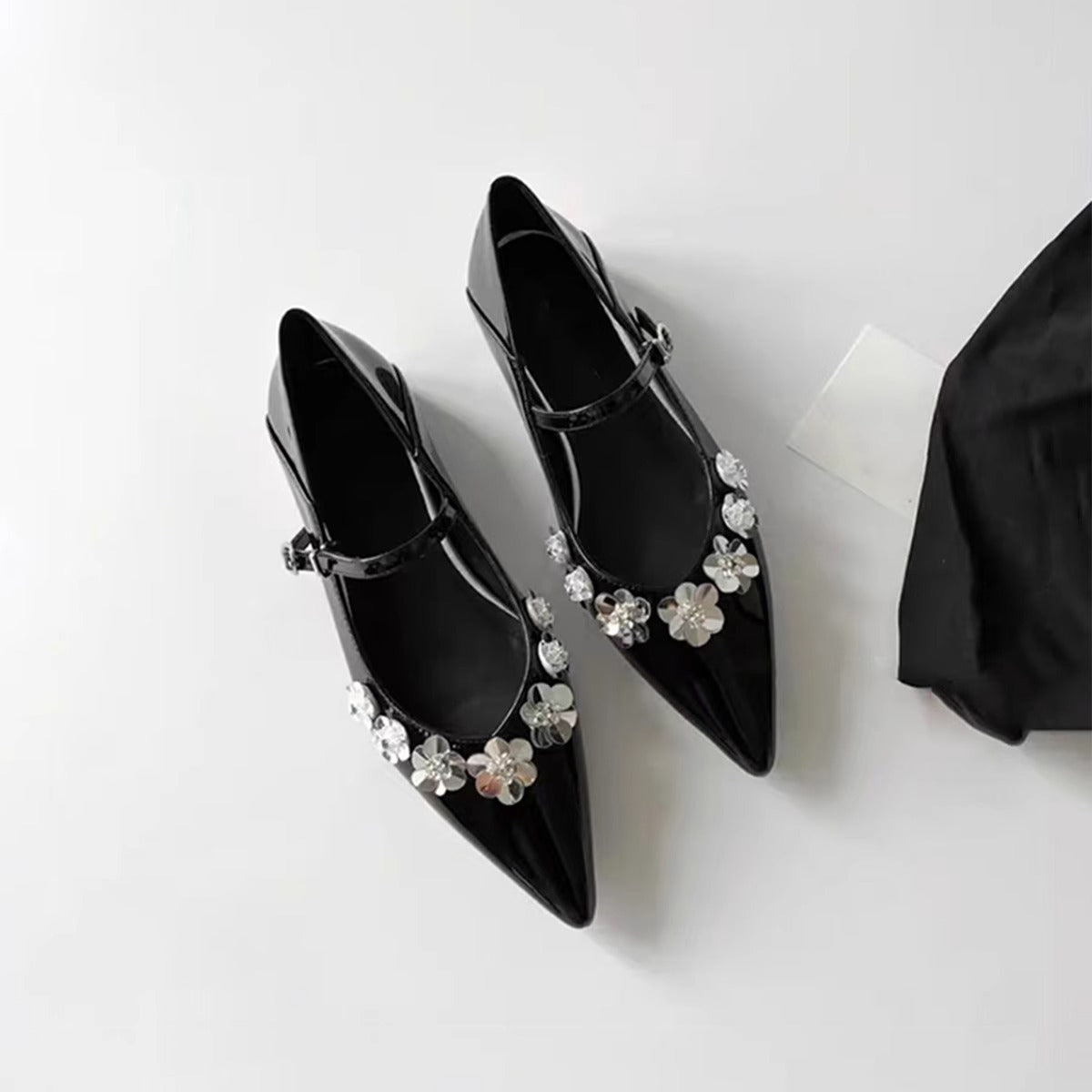 Damen Ballerinas Elegant Florale Riemen Schuhe
