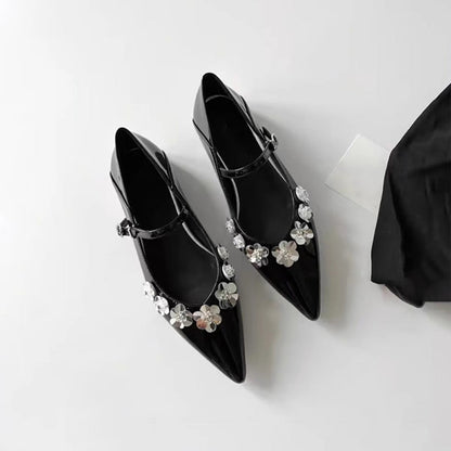Damen Ballerinas Elegant Florale Riemen Schuhe