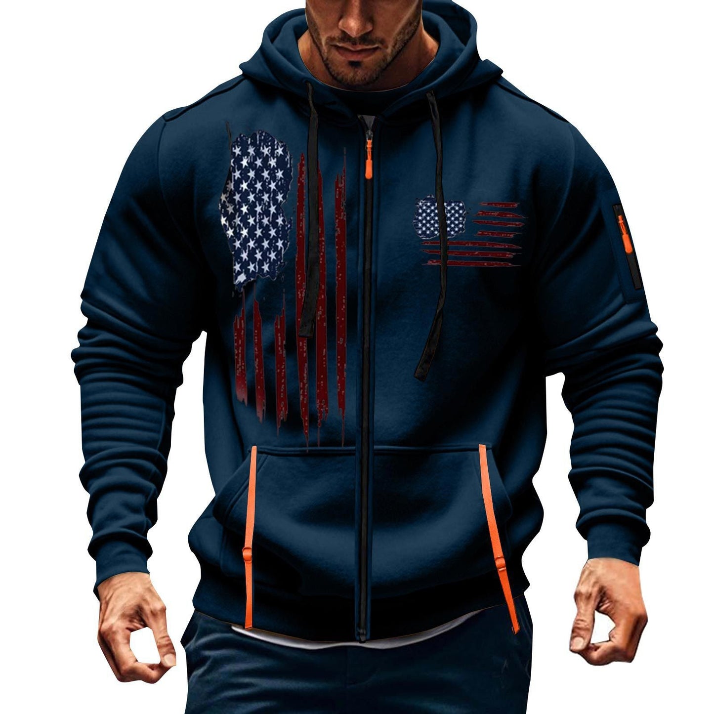Herren Kapuzenpulli Sportlich mit Taschen Grau