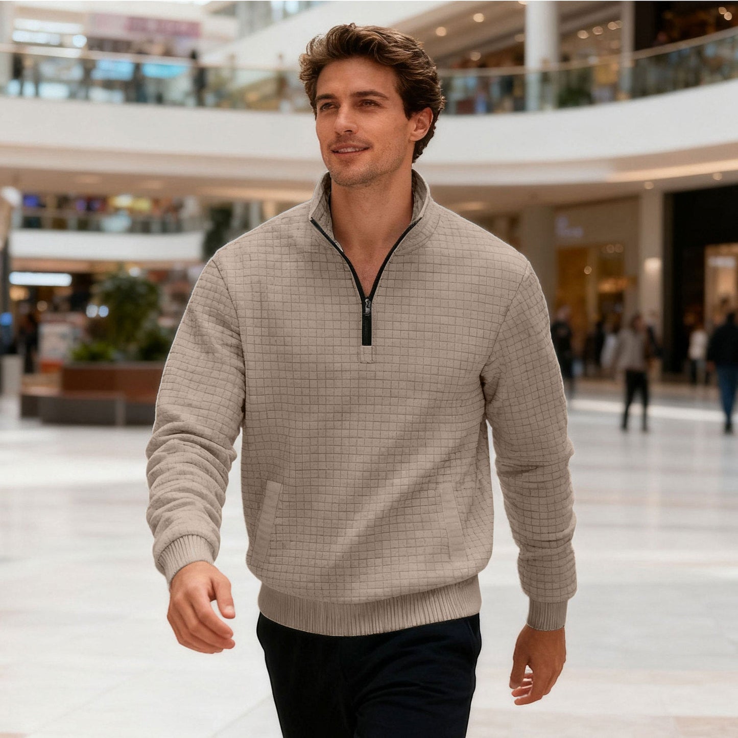Herren Sportlicher Pullover mit Halbhoher Geschlossenem Kragen Berlin Glamour