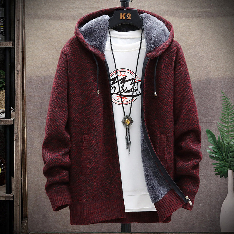 Herren Strickjacke Kapuze Weich Warm