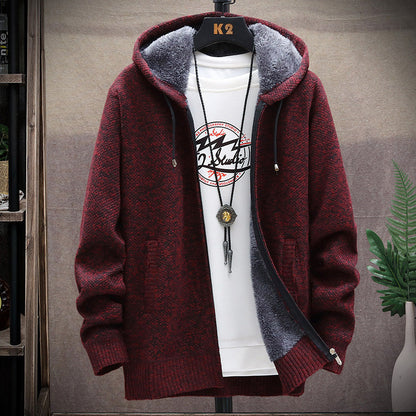 Herren Strickjacke Kapuze Weich Warm