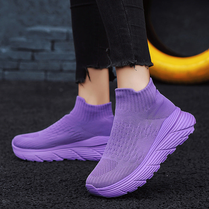 Damen Sneaker Sportlich Elastisch Strick Optik