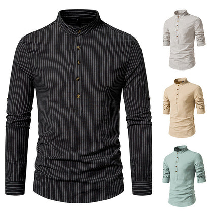 Herren Hemd Stehkragen mit feinen Streifen Modern
