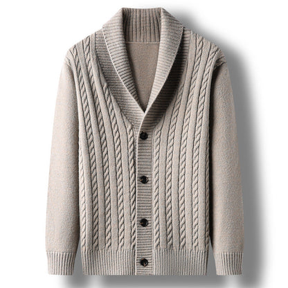 Herren Strickjacke Elegante Struktur Kragen Modern