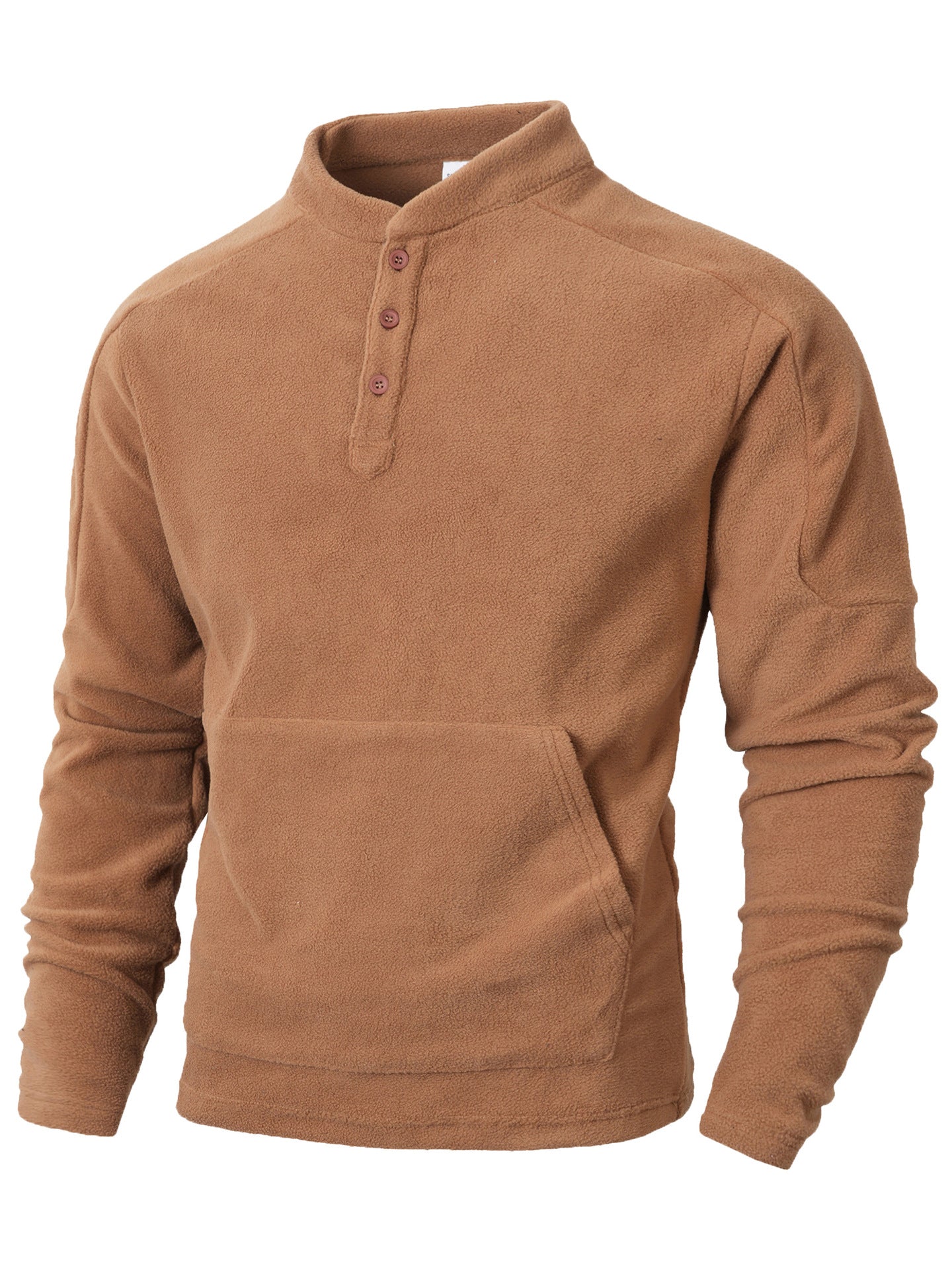 Herren Fleece Pullover Kuschelig Warm mit Knöpfen
