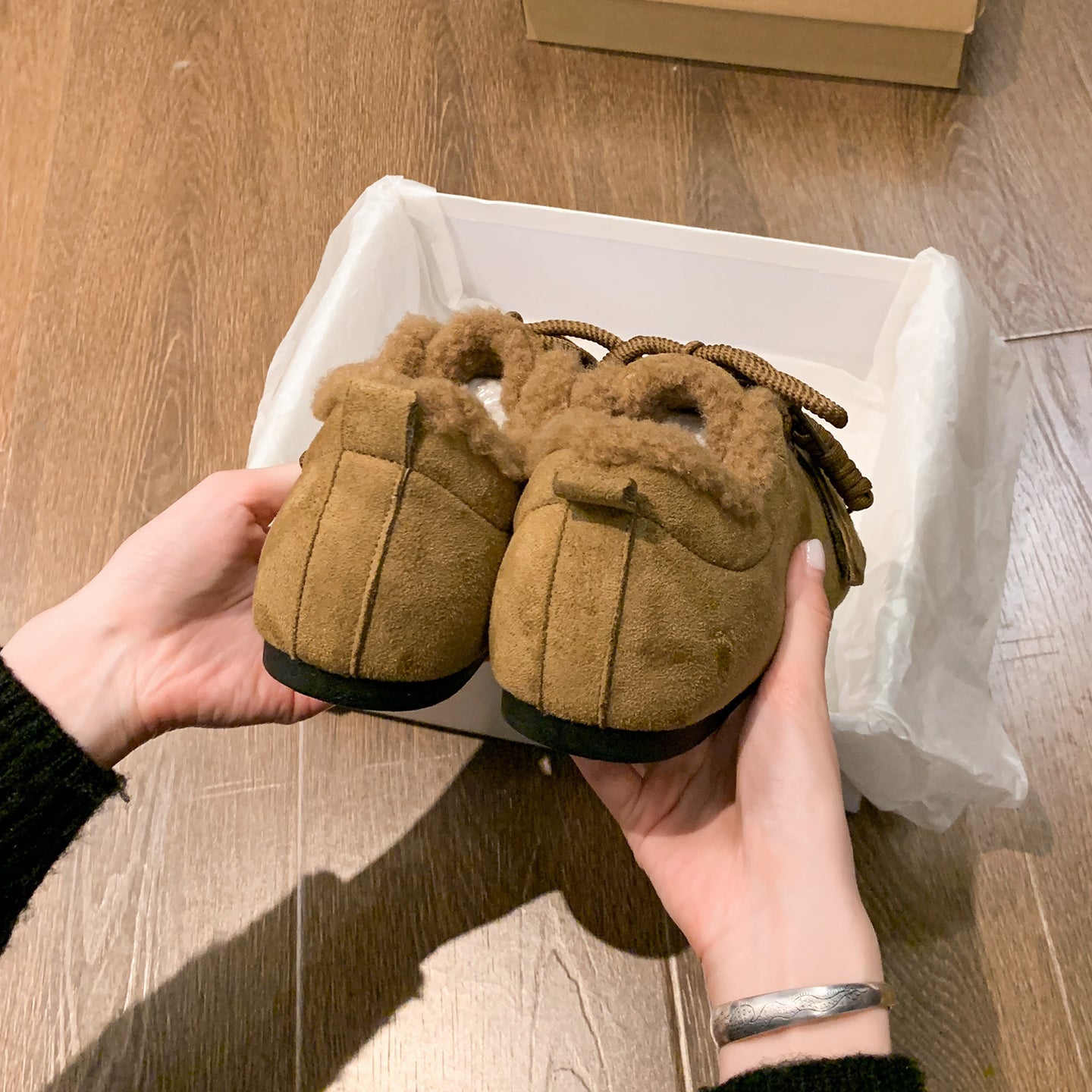 Damen Sneaker Fleece Bequem Flauschig Innenfutter