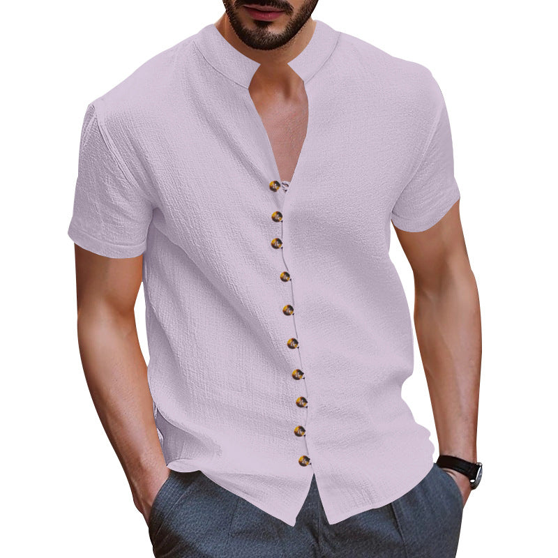 Herren Kurzarmhemd Modern Knopfdesign Slim Fit