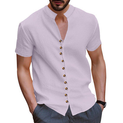 Herren Kurzarmhemd Modern Knopfdesign Slim Fit