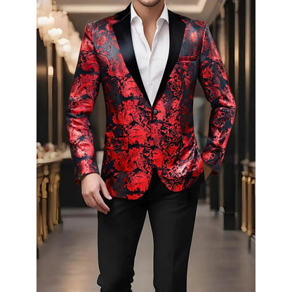 Herren Smoking Blazer Elegant mit Floralem Muster