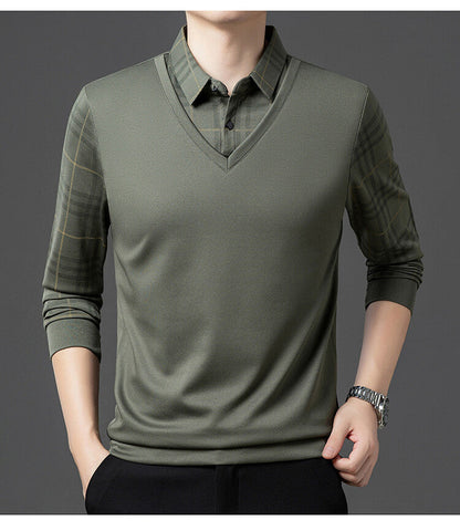 Herren Pullover Eleganter V-Ausschnitt Strukturierte Ärmel