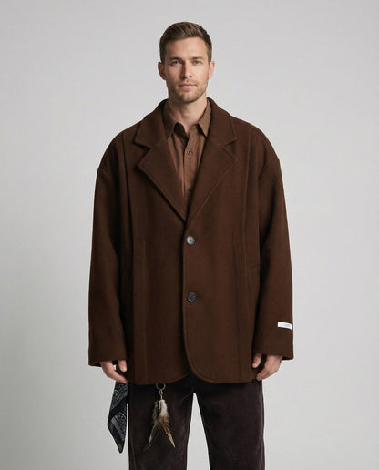 Herren Wolljacke Kurzmantel Herbst Winter Britisch Locker