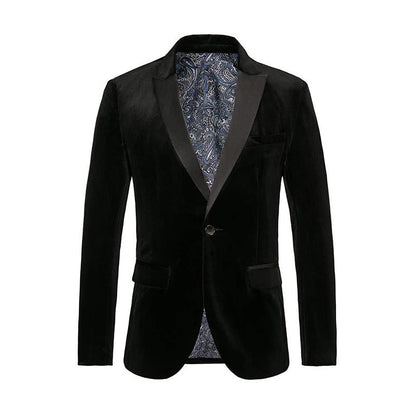 Eleganter Herren Blazer Samt Schwarzer Luxus Anzug