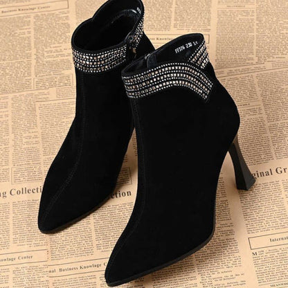 Damen Stiefel Elegante Ankle Boots mit Glitzer Dekor