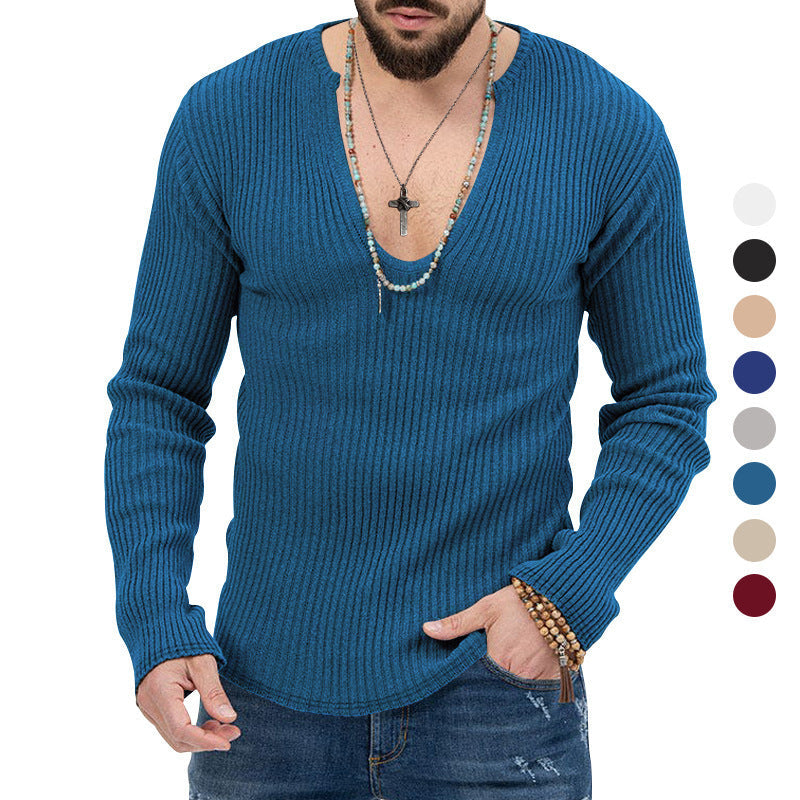 Herren Pullover Langarm V-Ausschnitt Moderner Schnitt