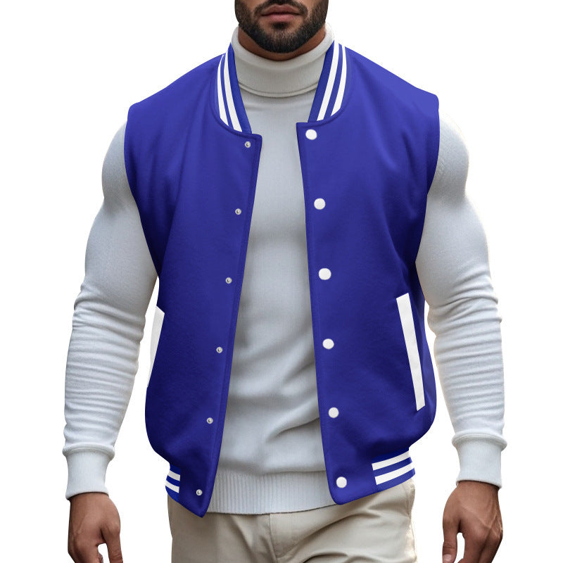 Herren Baseballjacke Sportlich Mit Taschen Kontrast