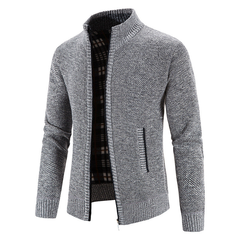 Herren Strickjacke Modern Stehkragen Noppen Optik