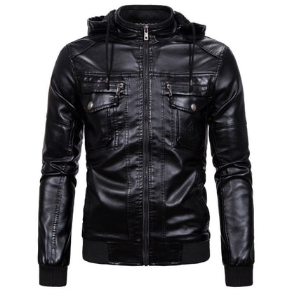 Lederjacke Herren Ledermantel mit Innenfutter und Taschen