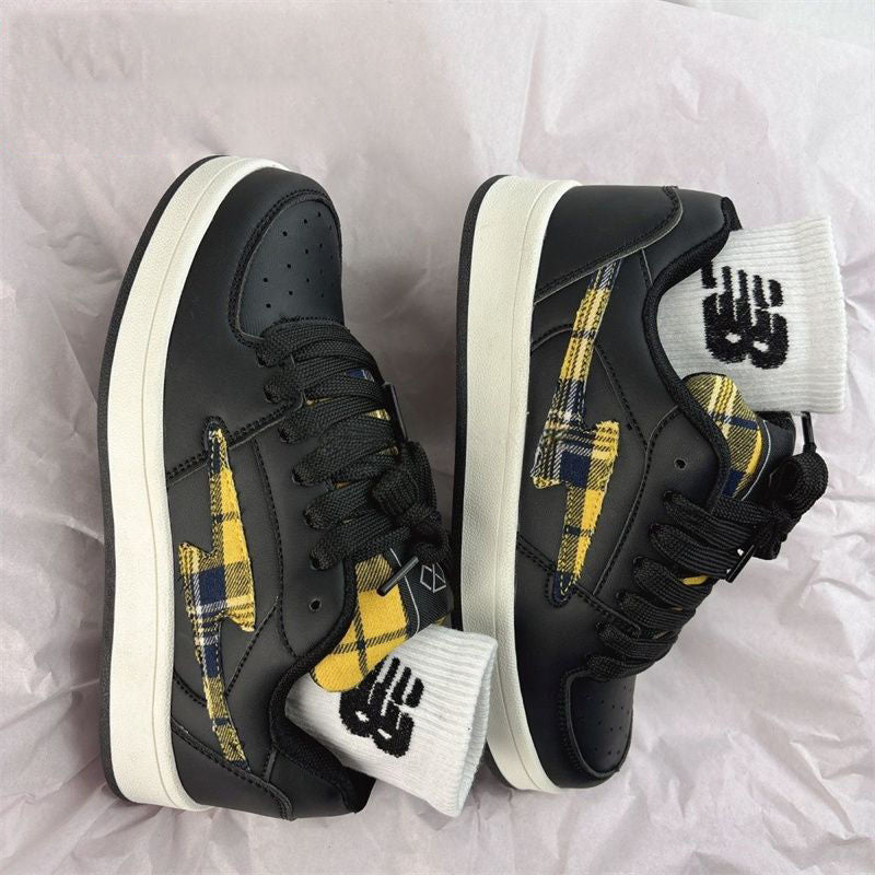 Damen Sneaker Kariert Bequem Gepolstert