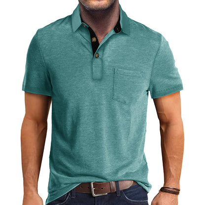 Herren Polo-Shirt Modern Kragen Brusttasche Slim Fit