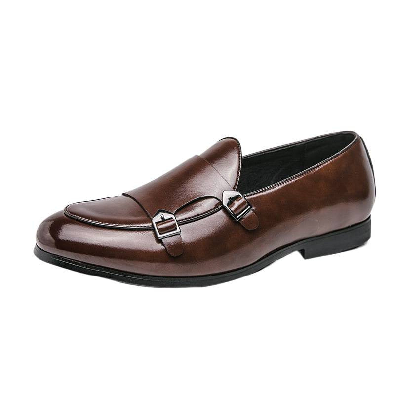 Damen Mokassins Elegante Doppelschnalle schwarz Mode