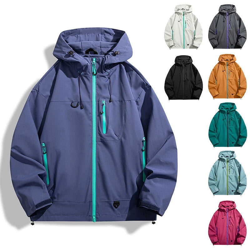 Wasserdichte Herren Outdoor-Jacke mit Kapuze Atmosaktiv - BerlinGlamour