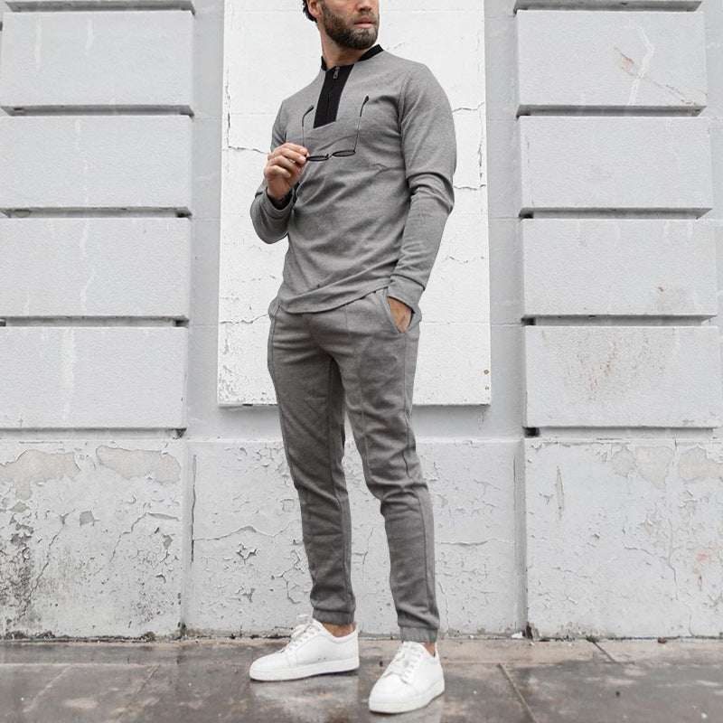 Herren Sportset Freizeit-Outfit mit Reißverschluss und Elastikbund - BerlinGlamour