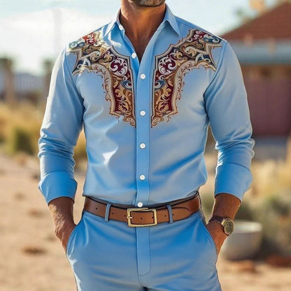 Herren Langarmhemd Modern mit Stickerei Elegant